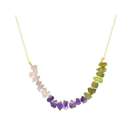 💚 Peridot Chakra Healing Necklace | August Birthstone | Triple Gemstone - Picture 1 of 5